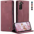 Handyhülle Samsung Galaxy S22 5G Leder Flip Case Weinrot