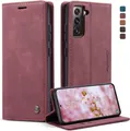 Samsung Galaxy S22 5G Hülle Klappbar Leder Flip Case Magnet Stand Weinrot