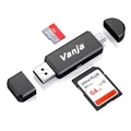 Vanja 2-in-1 SD Kartenleser, USB 2.0 & Micro-USB Kartenlesegerät für PC, Laptop & ältere Android Handys (OTG). Micro SD Adapter für SDXC SDHC TF, Plug & Play, Schwarz