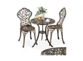 tectake® Aluminium Bistroset, für 2 Personen, im Vintage-Design, verspieltes Rankenmuster, Stühle mit höhenverstellbaren Kunststofffüßen