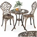 tectake® Aluminium Metall Bistroset Gartenmöbel Set, Bistro Set 1x Balkontisch Beistelltisch Outdoor und 2X Gartenstuhl, Terrassenmöbel, Balkonmöbel Kleiner Balkon, Wintergarten, Gartendeko Vintage