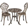 Bistro Set Café-Set Terrassenmöbel wetterfest Alu Vintage Design 2 Stühle