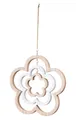 Levandeo® Windspiel, Deko Blume Mobile H35cm Windspiel MDF Holz Natur Weiß Holzblume