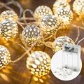 CozyHome Marokkanische Lichterkette - 5 Meter & 20 LED in Warmweiß I mit Batterie Timer I Innen I Lichterketten Deko Kugeln Bälle Orientalisch Batteriebetrieben