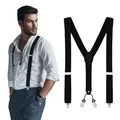 DonDon Hosenträger Herren extra stark schwarz 3,5 cm Hosenträger Herren breit in Y-Form lang - Starke Clips passend für Anzug Jeans Chinos Vintage Rockabilly Suspenders
