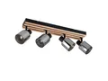 Reality Leuchten LED Deckenstrahler Rauchglas Schirme & Holz, Breite 64,5cm, Leuchtmittel dimmbar, LED wechselbar, Warmweiß, ausgefallen-e Deckenleuchte 4-flammig mit E14 Leuchtmitteln