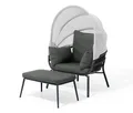 Leco Sessel mit Fußhocker - 102x93x152cm - anthrazit - Stahl / Kunststoff / Polyethylen