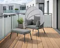Leco Gartensessel Balkonsessel Gartenstuhl Chillsessel Ruhesessel Korbsessel CLARA (Relaxsessel mit Hocker)