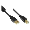 Good Connections Anschlusskabel USB 2.0 Stecker A an Stecker B, mit Ferritkern, vergoldet, schwarz, 2m (2 m, USB 2.0) (GC-M0081)