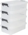 Iris Ohyama, 4er-Set, Aufbewahrungsboxen, 4 L, mit Clips, stapelbar, Garage - Multi Box MBX-4 - Transparent