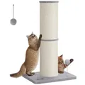 FEANDREA Kratzbaum 85 cm hoch, Katzenbaum, Sisalstamm, mit Plüschball und Glocke, XXL, 17 cm dicker Stamm, für große Katzen wie Maine-Coon-Katze grau 17 cm x 85 cm