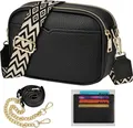 TEUEN Damen-Umhängetasche Kunstleder Crossbody Bag mit Schultergurt Handytasche Handtaschen Schwarz Stil A