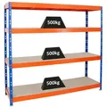 Proregal Schwerlastregal, Blau, Orange, Metall, Rechteckig, 200x180x60 cm, Freizeit, Heimwerken, Werkstatt, Schwerlastregale