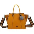 Gabs Leder Schultertasche Umhängetasche Ambra Caribu Crosta Black Shoulderbag Ambra senfgelb - Gelb