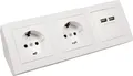 Steckdosenblock McPower "Flair", Aufbau, weiß, 2-fach Schutzkontakt + 2x USB