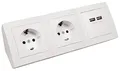 MC POWER Steckdosenblock Unterbausteckdosen | Flair | 2-Fach Schutzkontaktsteckdosen + 2x USB, 15cm Kabel, 230V / 16A, Ecksteckdose Küchensteckdose Mehrfachsteckdose, weiß matt