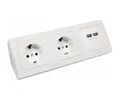 2-fach Steckdose mit 2 USB Anschlüsse 45° angewinkelt Küche Büro Verteilerdose