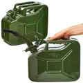 BW® Benzinkanister Metall 2x 10 Liter mit Ausgießer - Kraftstoffkanister Olivgrün - RAL 6003 - TÜV-geprüft und UN-Zulassung - 0,9mm Stahl nach DIN 7274 - Made in Europe