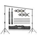 EMART Foto Hintergrund Ständer 2,8x3m, Hintergrundsystem Stabiles Belastbar bis 13,6kg mit 6 Klemmen, Background Stand für Fotostudio Greenscreen, Hintergrundkarton, Projector Screen