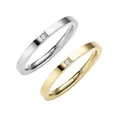 Zeeme Stainless Steel Ring Edelstahl 2tlg. Set mit weißem Zirkonia-Stein