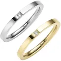 Fingerring ZEEME "Edelstahl 2tlg. Set mit weißem Zirkonia-Stein" Gr. 21, bunt (mehrfarbig, weiß), Fingerringe, Damen, 021 (66,1), Edelstahl