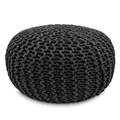Amago home Strickhocker Pouf Ø45 o. 55cm Bodenkissen Sitzpouf XXL Baumwolle nachhaltig Größe ø 45 cm, Farbe steingrau