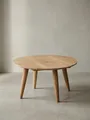 Couchtisch BOHA Massivholz Akazie, Wohnzimmertisch rund Ø75 x 40 cm, Beistelltisch mit 4 Beinen im Landhausstil