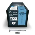 TOX Holzbauschrauben TIMBR SK 8,0 x 180 mm, blau verzinkt mit Senkkopf, TX40, Schrauben für leichtes Eindrehen und bündige Montagen im Holzbau, 50 Stück im Karton, inkl. 1x Bit, 1120404180180