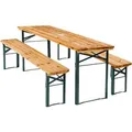 Tectake Bierzeltgarnitur Ludwig 3 Teilig  Klappbar  Mit Sonnenschirmhalterung Tisch 170 x 46 x 78 cm  Bank 170 x 23 x 47 5 cm  Aufsteckbare Kunststoff