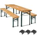 tectake Bierzeltgarnitur, Braun, Metall, Rechteckig, Gartenmöbel, Gartenmöbel-Sets
