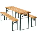 tectake Bierzeltgarnitur klappbar mit Schirmhalterung - pulverbeschichteter Stahl - wasserabweisende Holzoberflächen - Braun - Braun