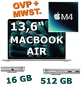 ✅ Apple MacBook AIR 13,6" M4💥 16GB ☑️ 512GB ☑️ silber, OVP ✅ MW0X3D/A, Rg.MwSt.