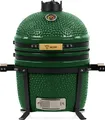 BBQ-Toro Kamado Grill Holzkohlegrill Ø 39 cm "SHIRO" mit Thermometer und Holzgriffen, Grün