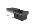 Hailo Einbaumülleimer Hailo Abfallsammler 3642531 Raumspar-Tandem 2x 8,5 +18 L dunkelgrau