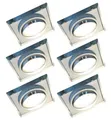 TRANGO LED Einbaustrahler, 3 Stufen dimmbar, 6er Set *CRYSTAL* LED Deckenstrahler 6729S-06GUSD-AK aus handgeschliffenem Glas & Alu inkl. 6x 3-Stufen dimmbar GU10 LED Leuchtmittel 3000K warmweiß, Einbauspot, Deckenleuchte, Deckenspots