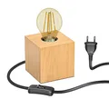 ledscom.de Tischlampe HITO, Holz massiv, eckig, inkl. E27 Lampe gold max. 778lm, 3-Stufen dimmen, extra-warmweiß