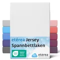 etérea Jersey Topper Spannbettlaken 180x200-200x200 cm Weiss für 5-10 cm Steghöhe 100% Baumwolle - Oekotex Spannbetttuch Matratzen Bett Bezug - Bettlaken 180x200cm - 200x200cm White
