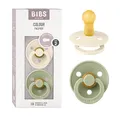 BIBS Colour Schnuller 2er-Pack, BPA-frei, Kirschform Nippel. Naturkautschuk/Latex, Hergestellt in Dänemark. Größe 2 | 6+ Monate | 2-Pack, Ivory/Sage