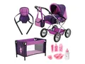 Bayer Design Kombi Puppenwagen Grande Megaset mit Reisebett und Zubehör Fee lila