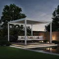 Deluxe Elektrisch Pavillon Terrassenüberdachung Aluminium LED 3,6x4 M