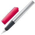 Lamy nexx crimson Füller - Füllhalter mit rutschfestem Griff & polierter Stahlfeder in Strichbreite M - dreieckiges Gehäuse aus Aluminium - inkl. Tintenpatrone T 10 blau - Rechtshänder