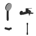 Villeroy & Boch Oasis Badewannenarmaturen-Set Aufputz (4 in 1 Bundle), Wannenarmatur inkl. Armatur, Handbrause, Handbrauseschlauch und Handbrausehalter, Matt Black