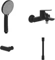 Villeroy & Boch Wannenarmatur Oasis Badewannenarmaturen-Set Armatur, Handbrause, Handbrauseschlauch & Handbrausehalter, Matt Black