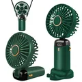 Jsdoin Handventilator, Tragbarer Mini Ventilator, Wiederaufladbar, Kleiner Taschenventilator Mit 5 Geschwindigkeitsstufen, Faltbarer USB-Ventilator für Büro, Outdoor (Grün)