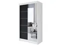 Easy4You P3 120 cm Weiß/Schwarz Schiebetüren Kleiderschrank 120x200x58 cm mit Spiegel - Schlafzimmermöbel, Aufbewahrung - Mehrzweckschrank
