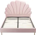 Muschelbett 160 x 200 cm - Velours - Rosa - LIVAYA