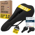 BikePeak Fahrradsattel MTB Herren & Damen - Mountainbike Memory-Schaum 3.0 Sattel - Bequem, Ergonomisch & Wasserabweisend in Schwarz - Für MTB, E-MTB, Gravel, Trekking, Rennrad