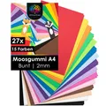 OfficeTree 27x Bögen Moosgummi A4 2mm - 15 Farben - Schaumstoff zum Basteln