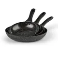 BRATmaxx Pfannen-Set Aluminium-Pfannen Set, 3-tlg. 20/24/28cm schwarz Granit-Optik