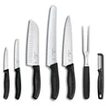 Victorinox Swiss Classic Küchenmesser Set, Kochmesser, 7-teilig, inkl. Santokumesser, Brotmesser, Gemüsemesser, Extra Scharfe Klinge, Schwarz
